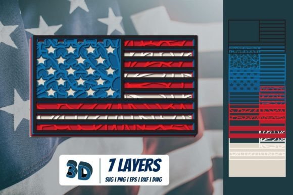 3D American Flag SVG: Bold Shapes for Modern 3D SVG
