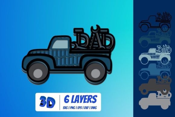 3D Fathers Day Truck SVG: Bold Shapes for 3D SVG