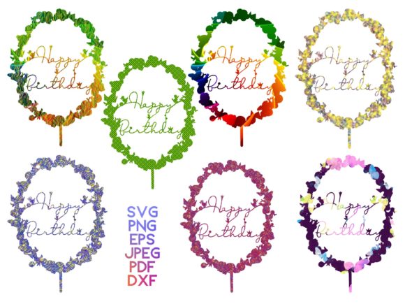 3D Svg Birthday Toppers Rainbow Cricut for Laser Cutting & Cake Toppers