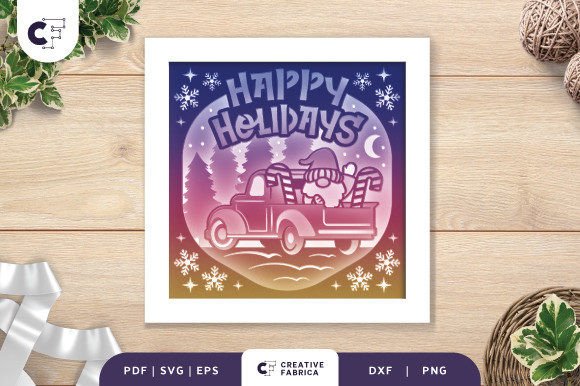 3D SVG Gnome Car for Seasons Crafting