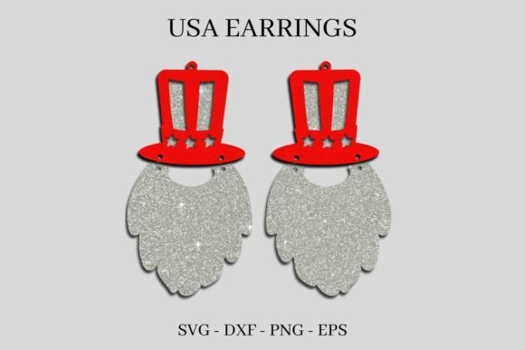 3D SVG Independence Day Earrings for July 4th