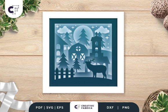 3D SVG Reindeer Church for Christmas Branding