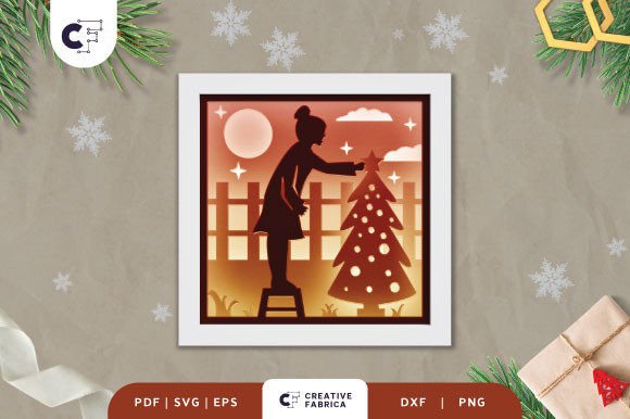 Christmas 3D SVG: Girl Putting Star on Tree Review