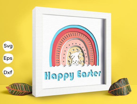 Happy Easter Papercut Light Box: 3D SVG for Shadow Boxes