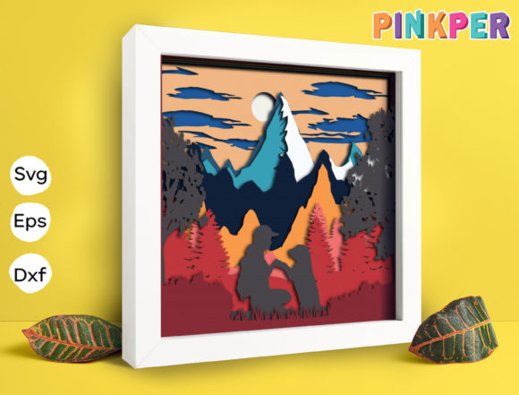 Hiking 3D Shadow Box SVG for Modern Shadow Boxes