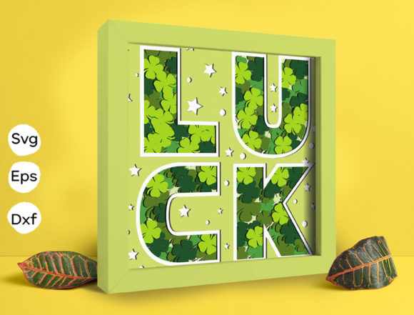 Luck Four-leaf Clover Papercut Light Box: 3D SVG for Shadow Boxes