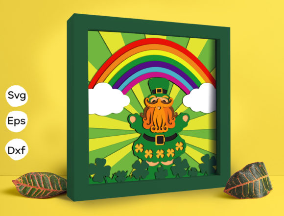 Lucky Leprechaun Papercut Light Box: 3D SVG for Shadow Boxes