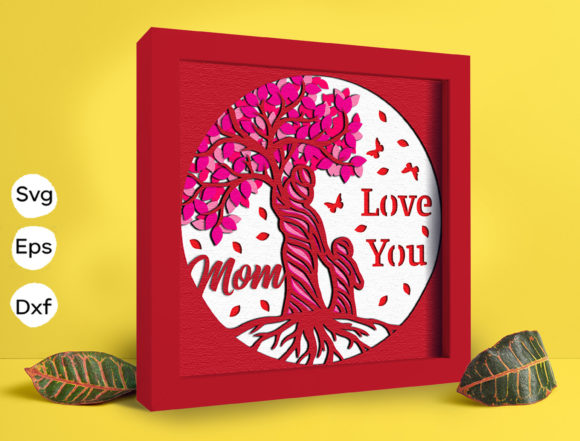 Mom and Kid Papercut Light Box: 3D SVG for Shadow Boxes