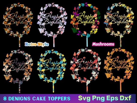 Retro Mushroom SVGs for Laser Cutting Cake Toppers