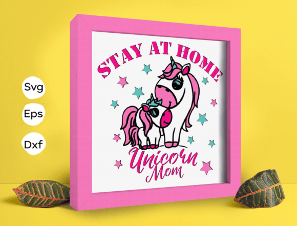 Unicorn Mom Papercut Light Box: 3D SVG for Shadow Boxes